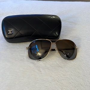 Chanel Sunglasses - polarized, gold rim aviators with case